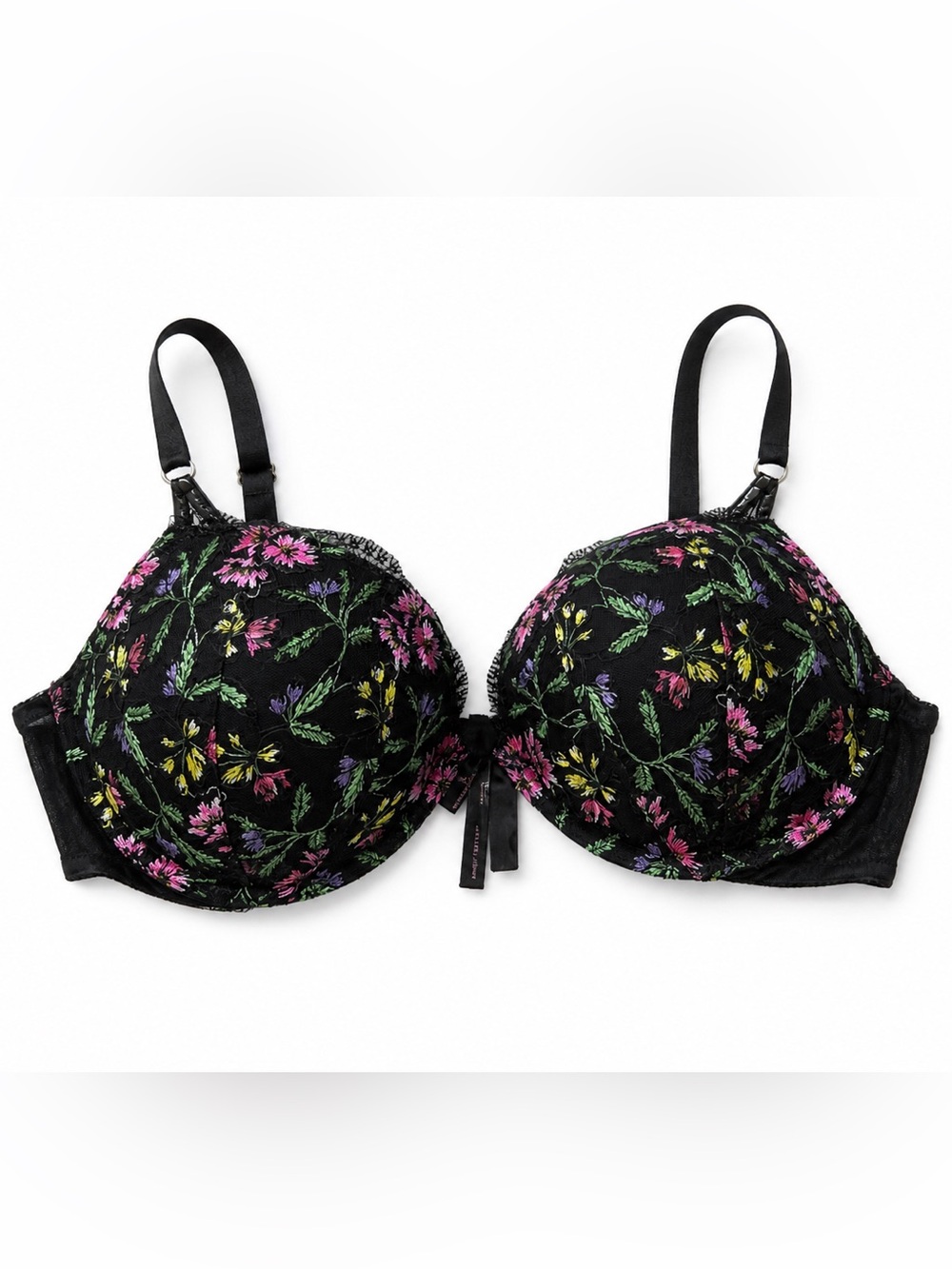 Victoria’s Secret Very Sexy Floral Embroidered Push Up Bra 38DD Black